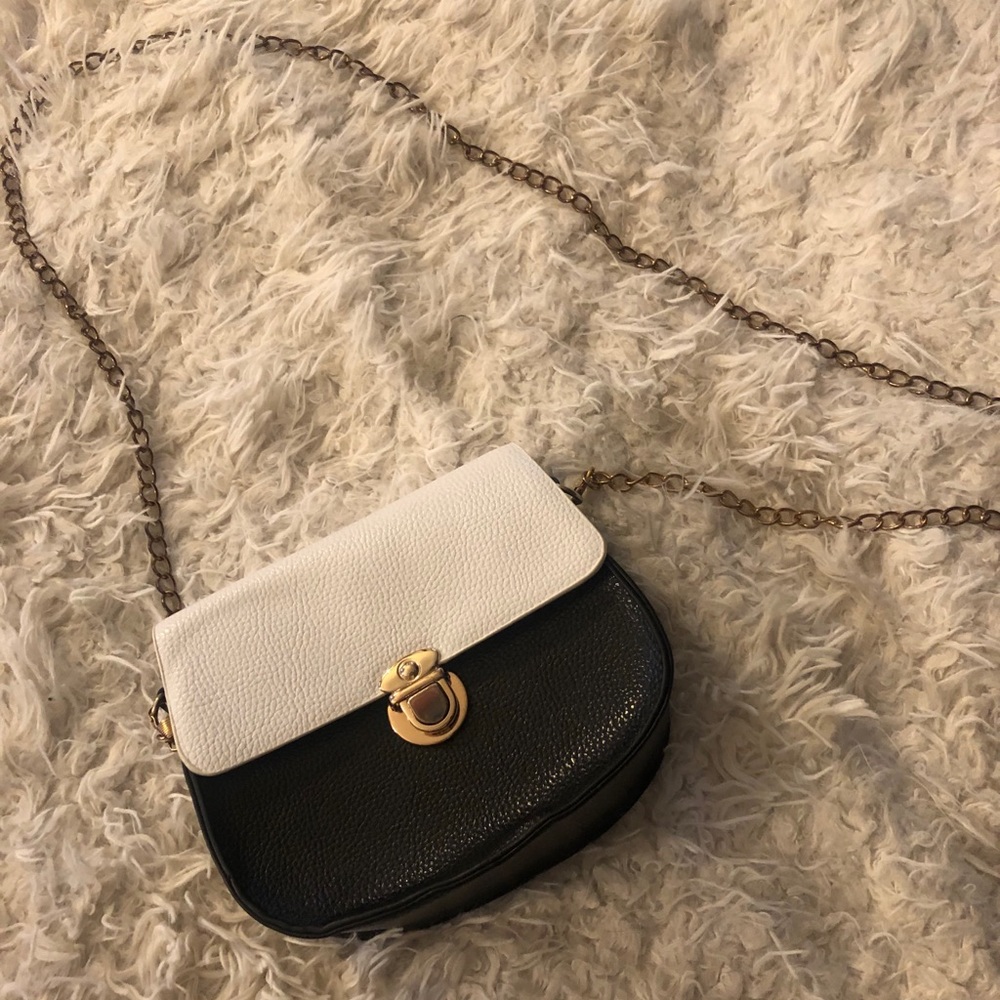 black and white crossbody purse